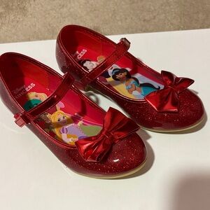 Disney Red Glitter Bow Kids Dress Shoes